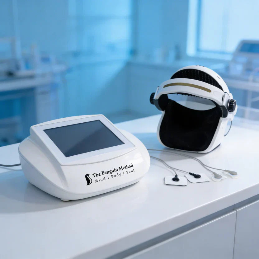 The Penguin Method home-use TMS device — a transcranial magnetic stimulation device